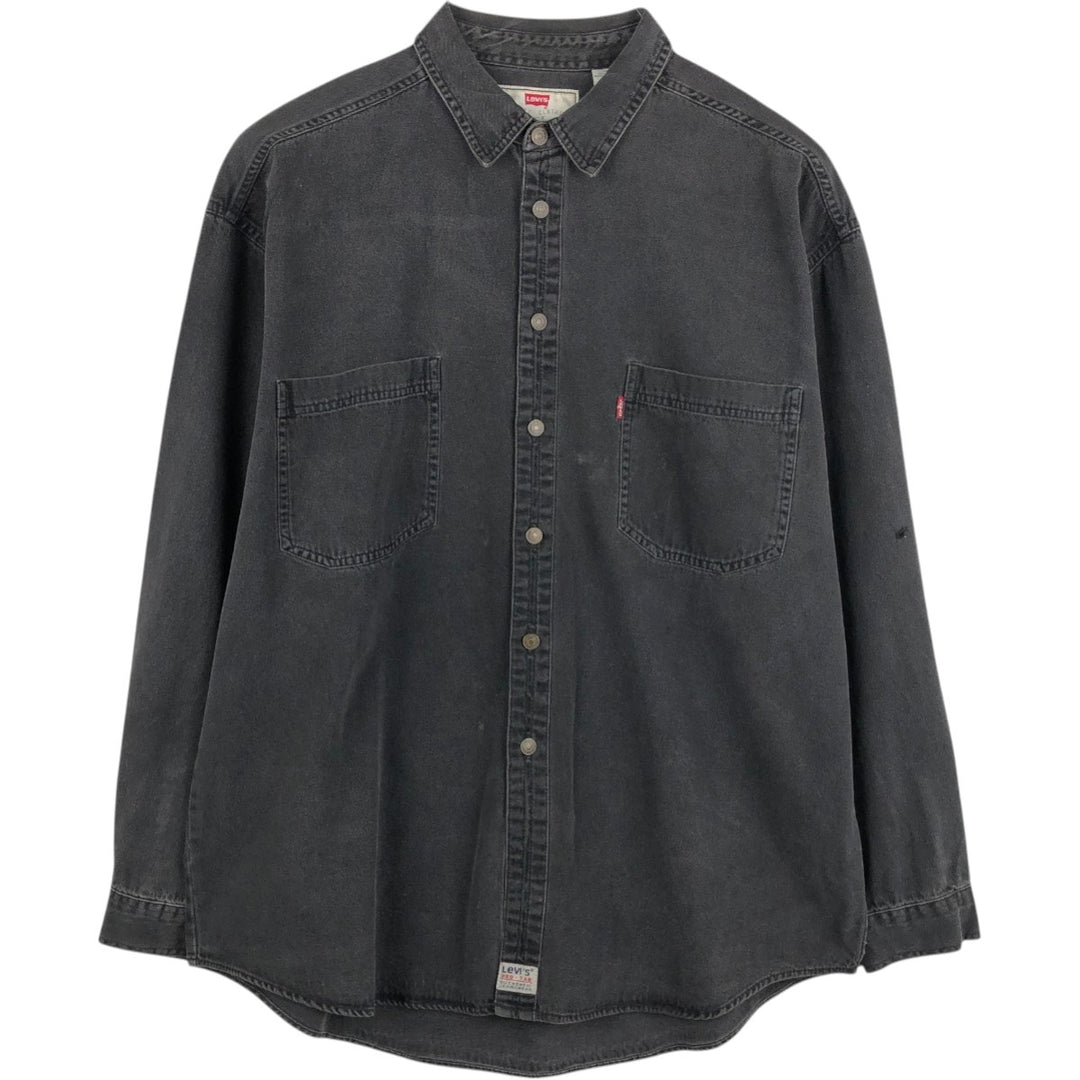 Levi's Red Tab Long Sleeve Black Denim Shirt, Men's Size XL cotton black type Vintage Second Hand