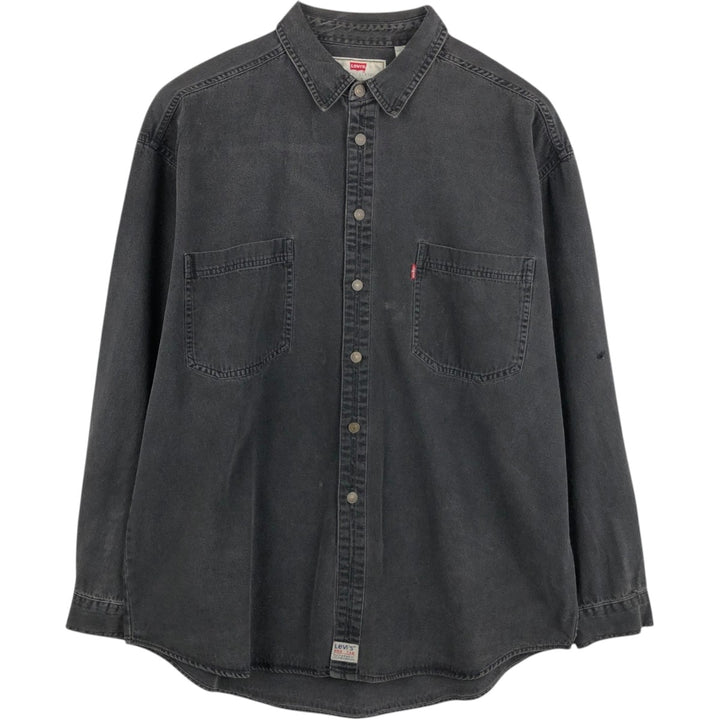 Levi's Red Tab Long Sleeve Black Denim Shirt, Men's Size XL cotton black type Vintage Second Hand