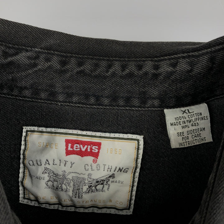 Levi's Red Tab Long Sleeve Black Denim Shirt, Men's Size XL cotton black type Vintage Second Hand
