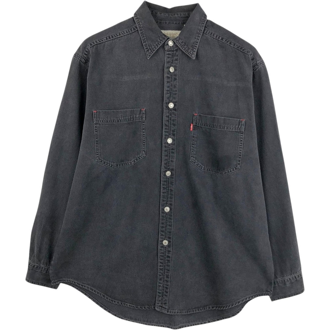 90'S Levi's RED TAB Long-Sleeve Black Denim Shirt, Men's Size L (approx.), Vintage cotton black type Vintage Second Hand