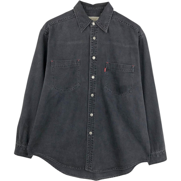 90'S Levi's RED TAB Long-Sleeve Black Denim Shirt, Men's Size L (approx.), Vintage cotton black type Vintage Second Hand