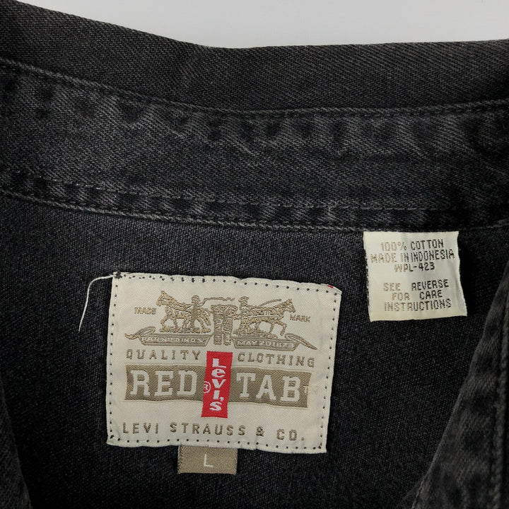 90'S Levi's RED TAB Long-Sleeve Black Denim Shirt, Men's Size L (approx.), Vintage cotton black type Vintage Second Hand
