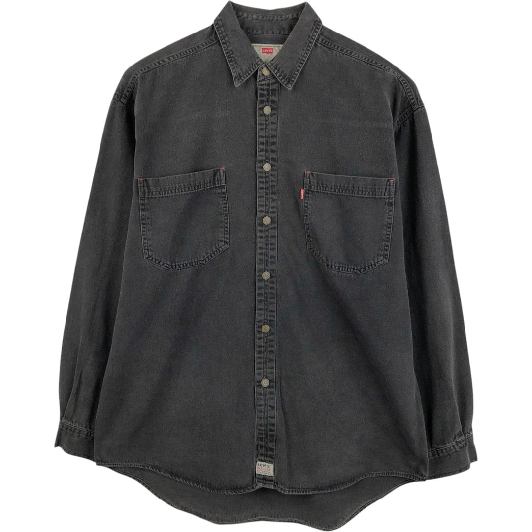 Levi's long-sleeved black denim shirt, size L, men's cotton black type Vintage Second Hand