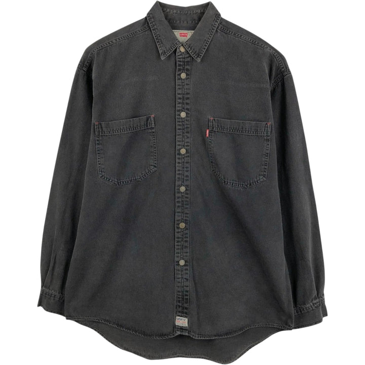 Levi's long-sleeved black denim shirt, size L, men's cotton black type Vintage Second Hand