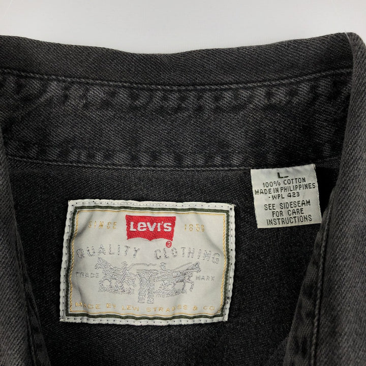Levi's long-sleeved black denim shirt, size L, men's cotton black type Vintage Second Hand