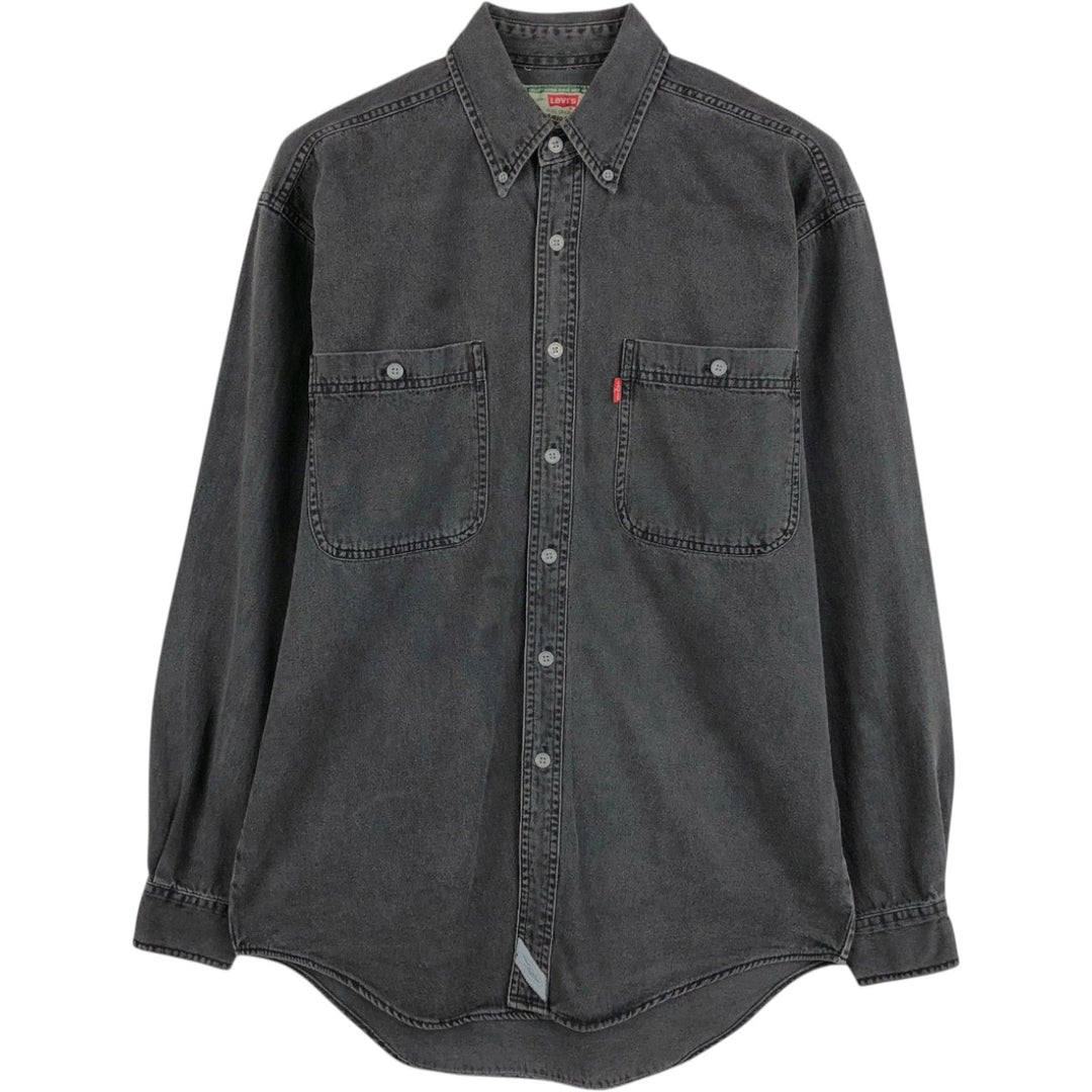 Levi's long-sleeved black denim shirt, men's size S (approx.) cotton black type Vintage Second Hand