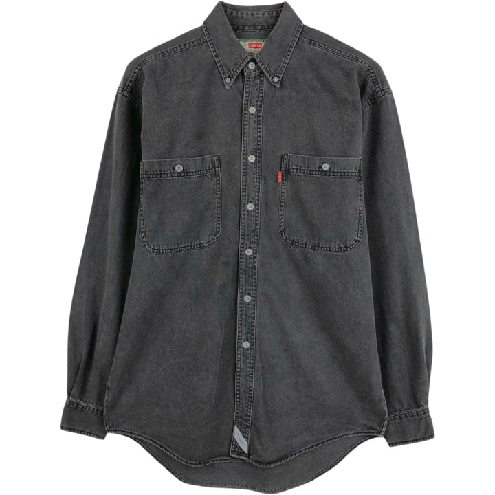 Levi's long-sleeved black denim shirt, men's size S (approx.) cotton black type Vintage Second Hand
