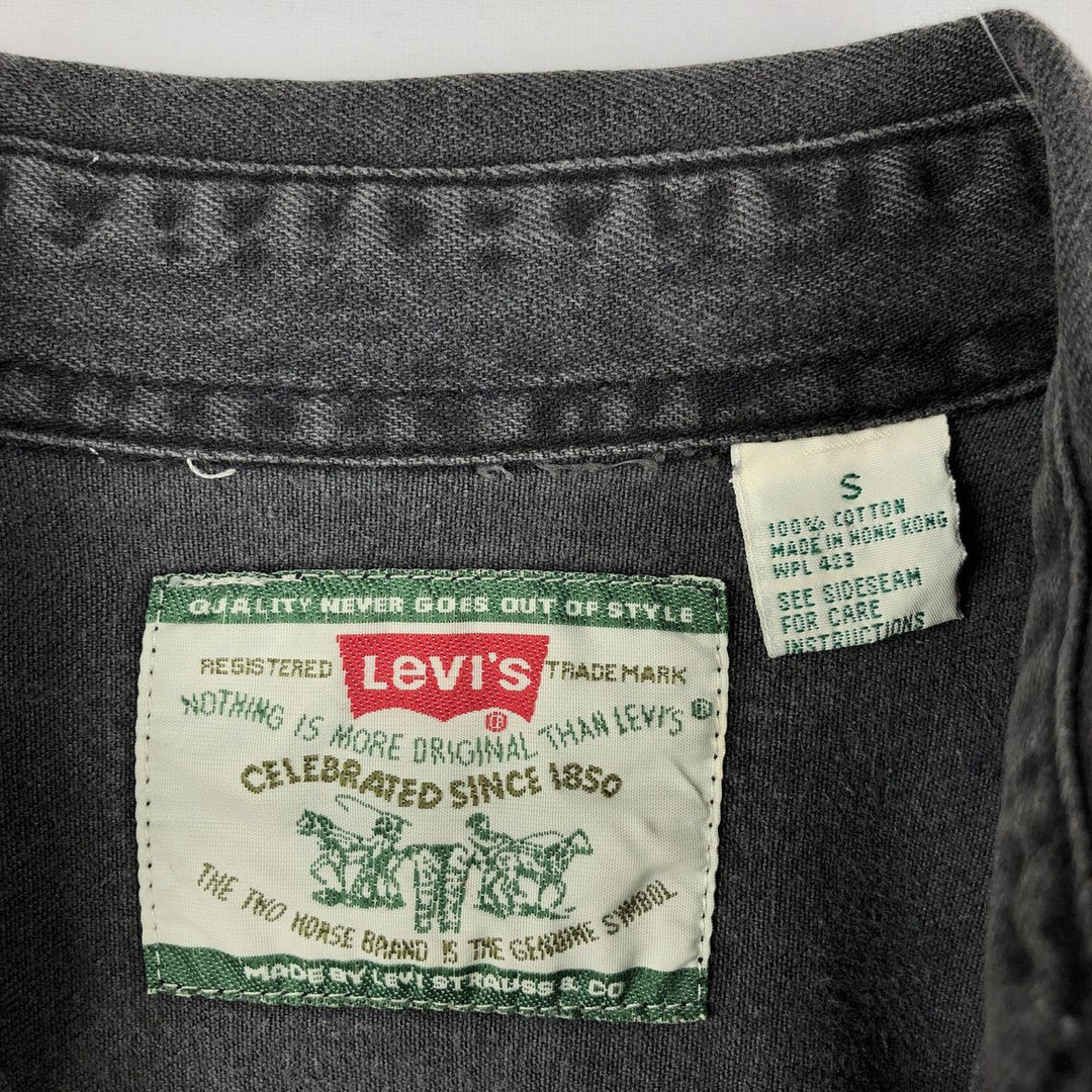 Levi's long-sleeved black denim shirt, men's size S (approx.) cotton black type Vintage Second Hand