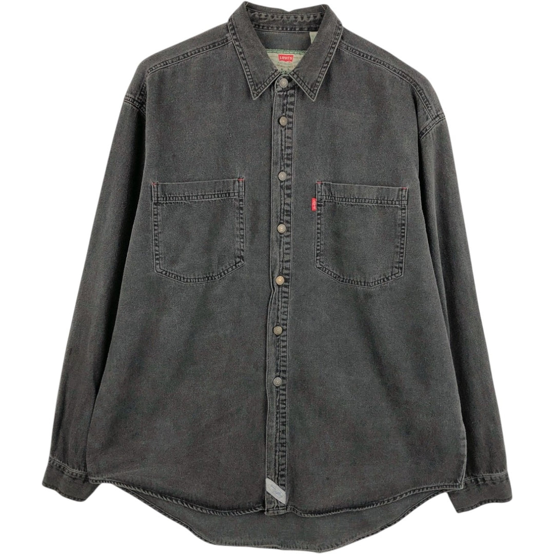 Levi's long-sleeved black denim shirt, made in the Philippines, men's size L equivalent. cotton black type Vintage Second Hand