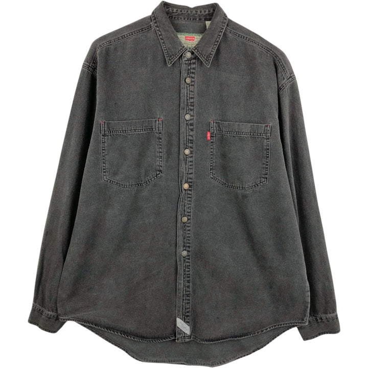 Levi's long-sleeved black denim shirt, made in the Philippines, men's size L equivalent. cotton black type Vintage Second Hand