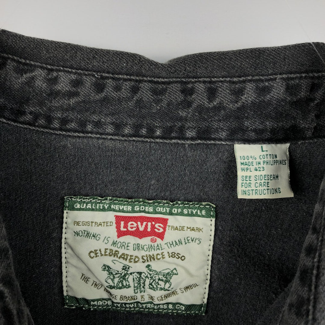 Levi's long-sleeved black denim shirt, made in the Philippines, men's size L equivalent. cotton black type Vintage Second Hand