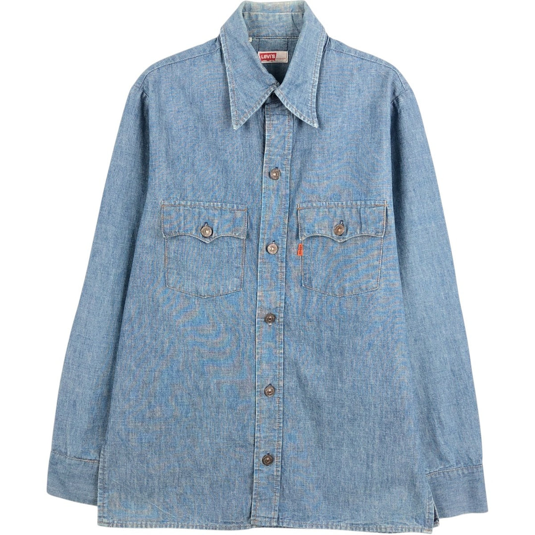 ~90'S Levi's Orange Tab Long-Sleeve Denim Shirt, Men's Size M (Equivalent), Vintage unclear blue type Vintage Second Hand