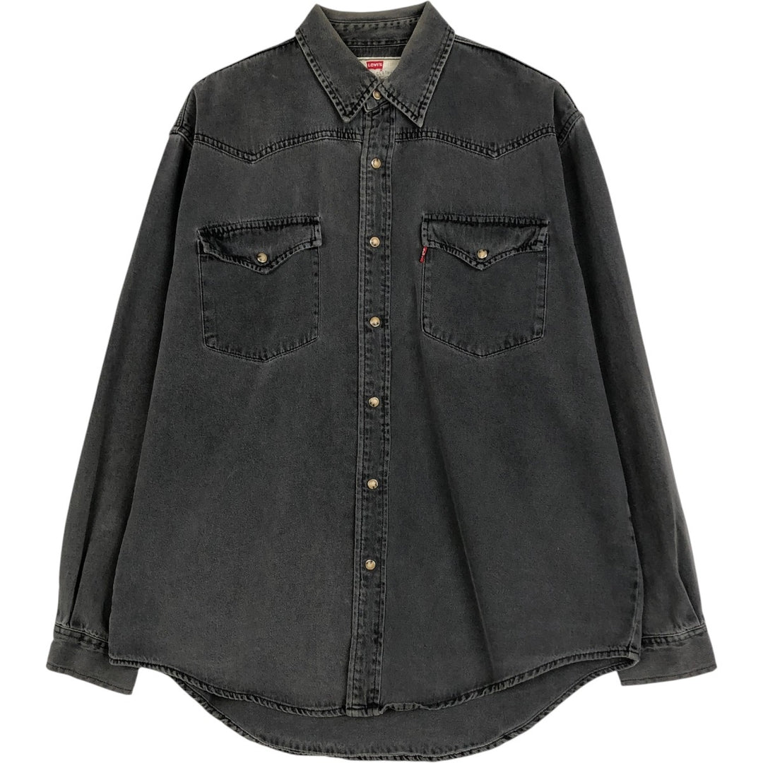 Levi's Long-Sleeve Denim Western Shirt, Men's Size L (approx.) cotton Charcoal Vintage Second Hand
