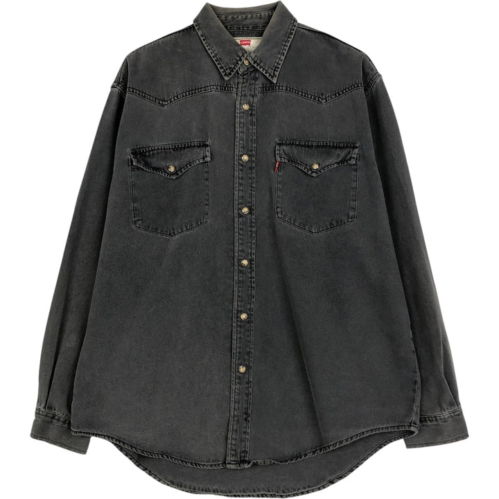Levi's Long-Sleeve Denim Western Shirt, Men's Size L (approx.) cotton Charcoal Vintage Second Hand