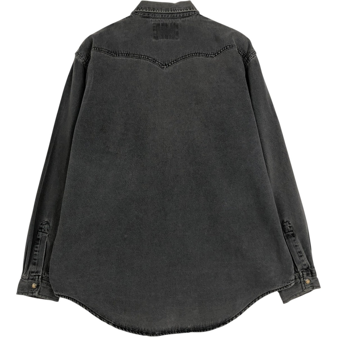 Levi's Long-Sleeve Denim Western Shirt, Men's Size L (approx.) cotton Charcoal Vintage Second Hand