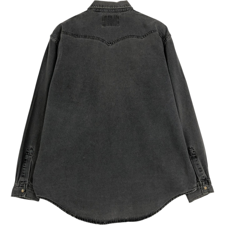 Levi's Long-Sleeve Denim Western Shirt, Men's Size L (approx.) cotton Charcoal Vintage Second Hand