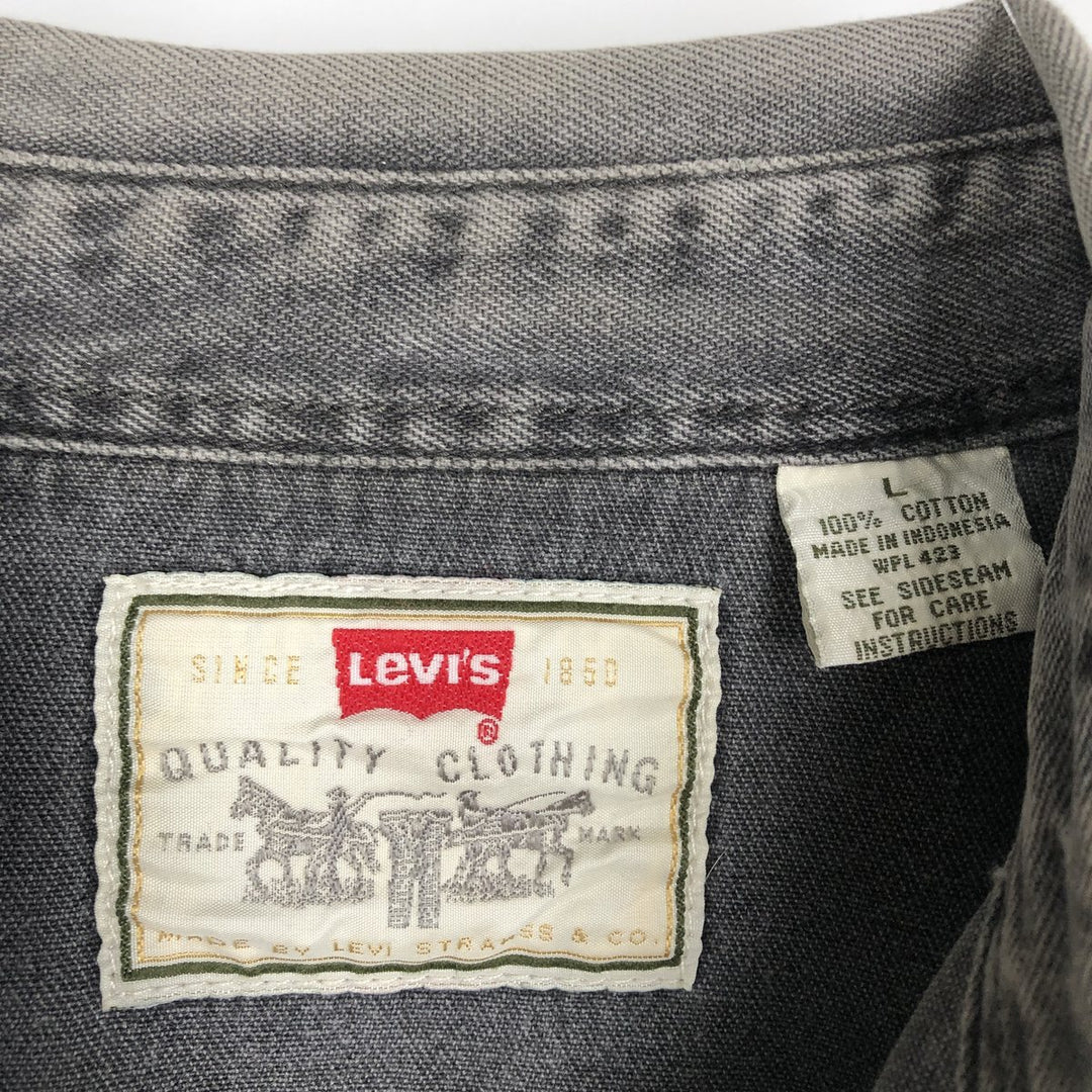 Levi's Long-Sleeve Denim Western Shirt, Men's Size L (approx.) cotton Charcoal Vintage Second Hand