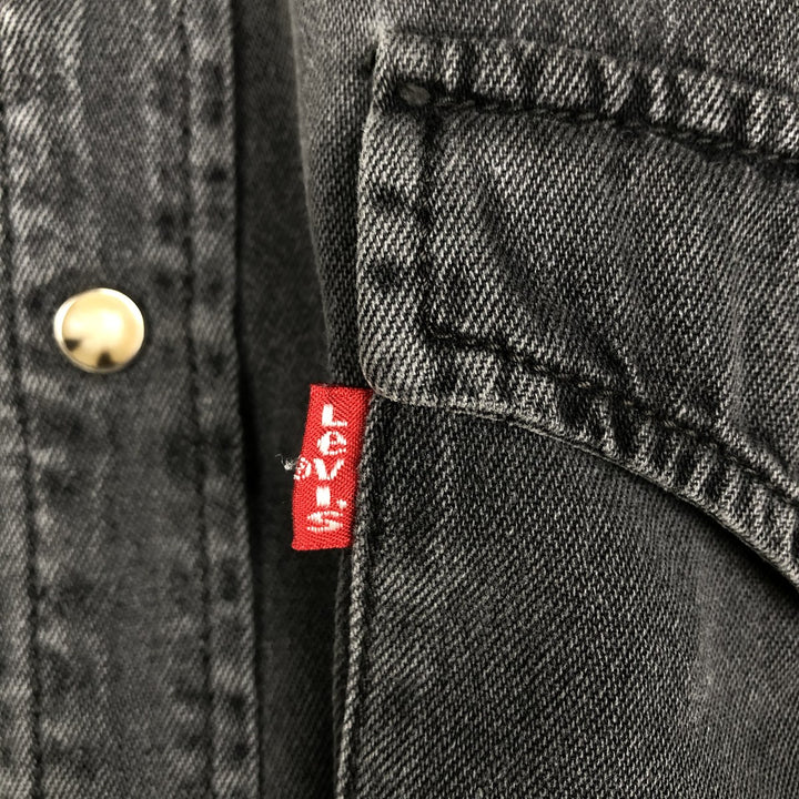 Levi's Long-Sleeve Denim Western Shirt, Men's Size L (approx.) cotton Charcoal Vintage Second Hand