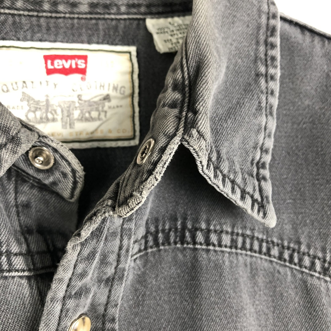 Levi's Long-Sleeve Denim Western Shirt, Men's Size L (approx.) cotton Charcoal Vintage Second Hand