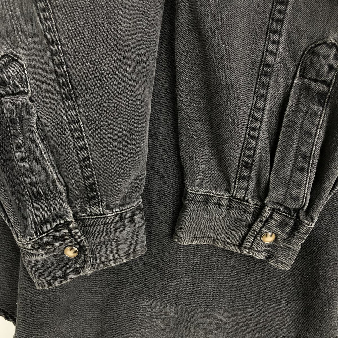 Levi's Long-Sleeve Denim Western Shirt, Men's Size L (approx.) cotton Charcoal Vintage Second Hand