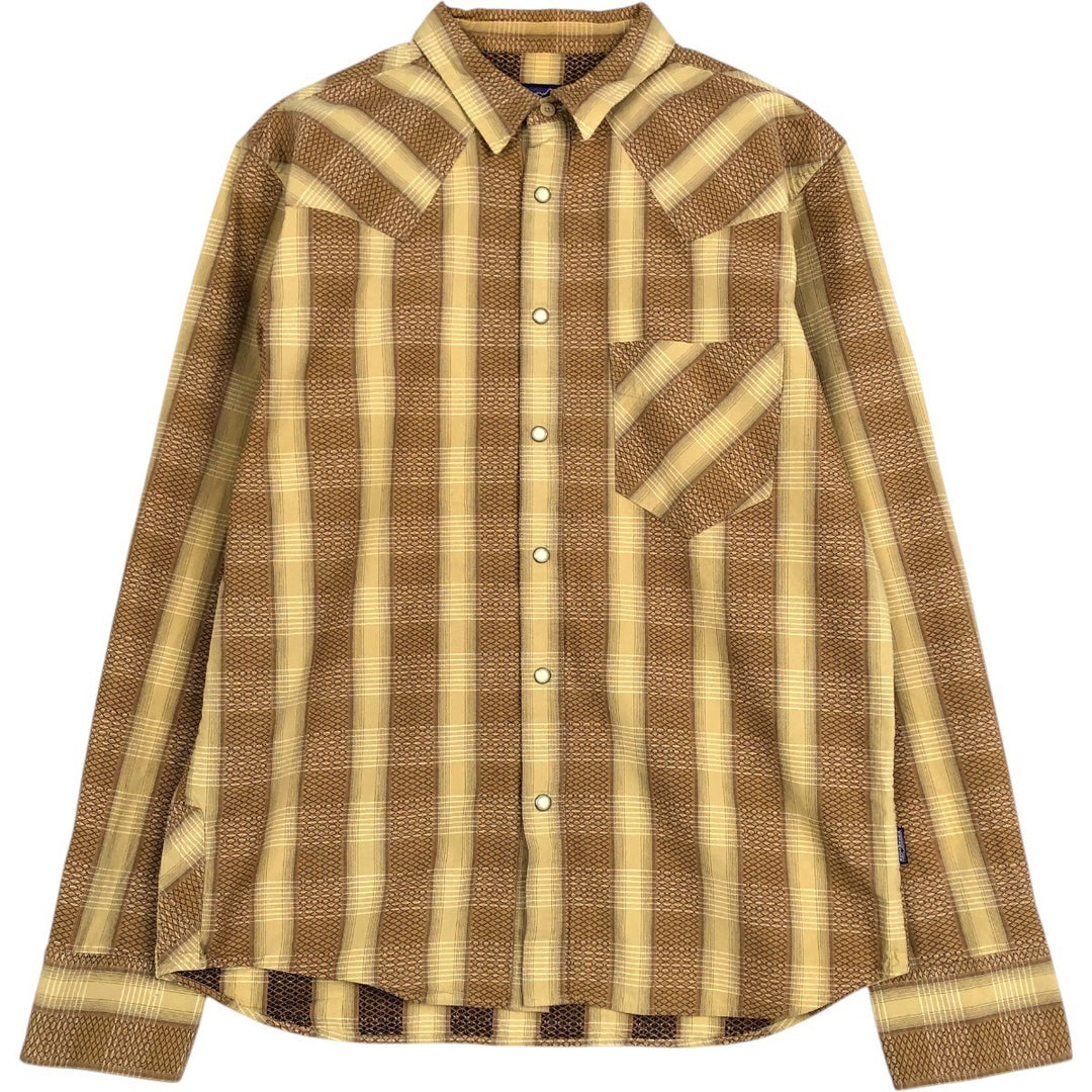 2000'S Patagonia Organic Cotton Long-Sleeve Western Shirt (54010F0) - Men's Size M (approx.) Organic cotton Gold type Vintage Second Hand