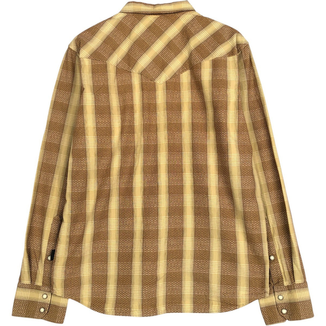2000'S Patagonia Organic Cotton Long-Sleeve Western Shirt (54010F0) - Men's Size M (approx.) Organic cotton Gold type Vintage Second Hand
