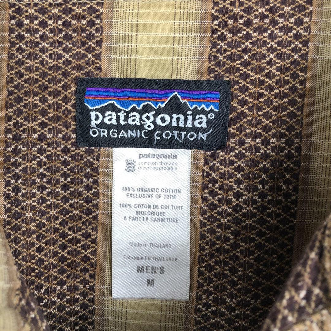 2000'S Patagonia Organic Cotton Long-Sleeve Western Shirt (54010F0) - Men's Size M (approx.) Organic cotton Gold type Vintage Second Hand
