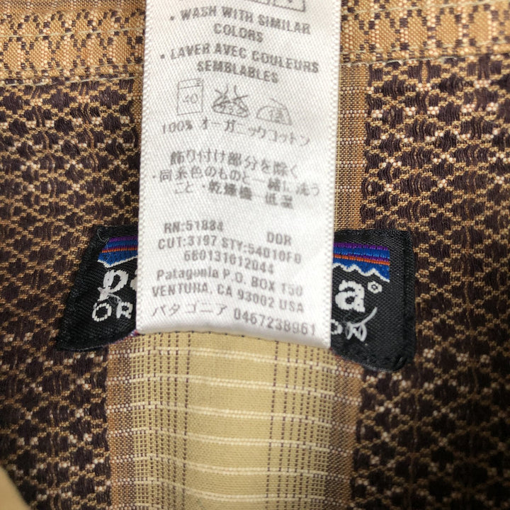 2000'S Patagonia Organic Cotton Long-Sleeve Western Shirt (54010F0) - Men's Size M (approx.) Organic cotton Gold type Vintage Second Hand