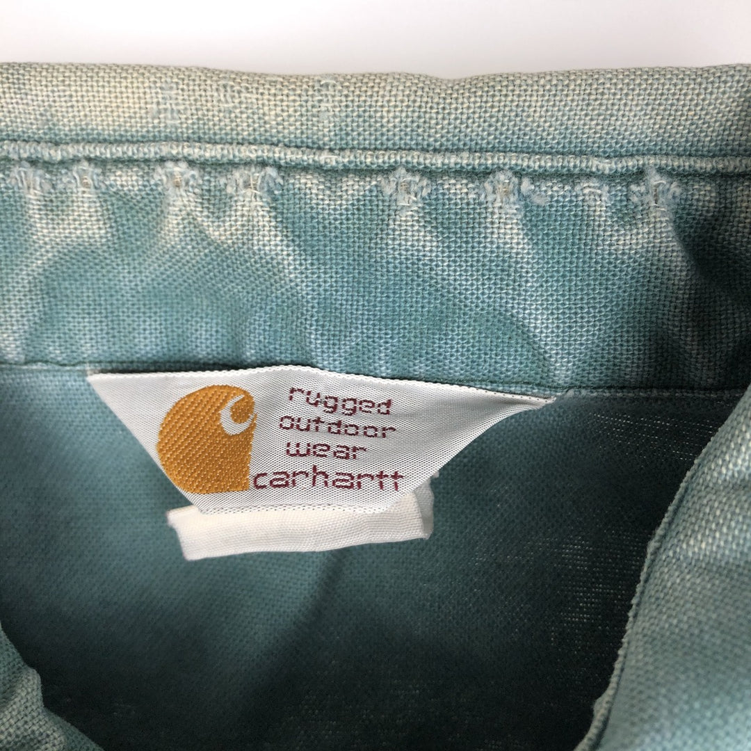 90'S Carhartt Long-Sleeve Duck Work Shirt, Men's Size XL (Equivalent), Vintage unclear green type Vintage Second Hand