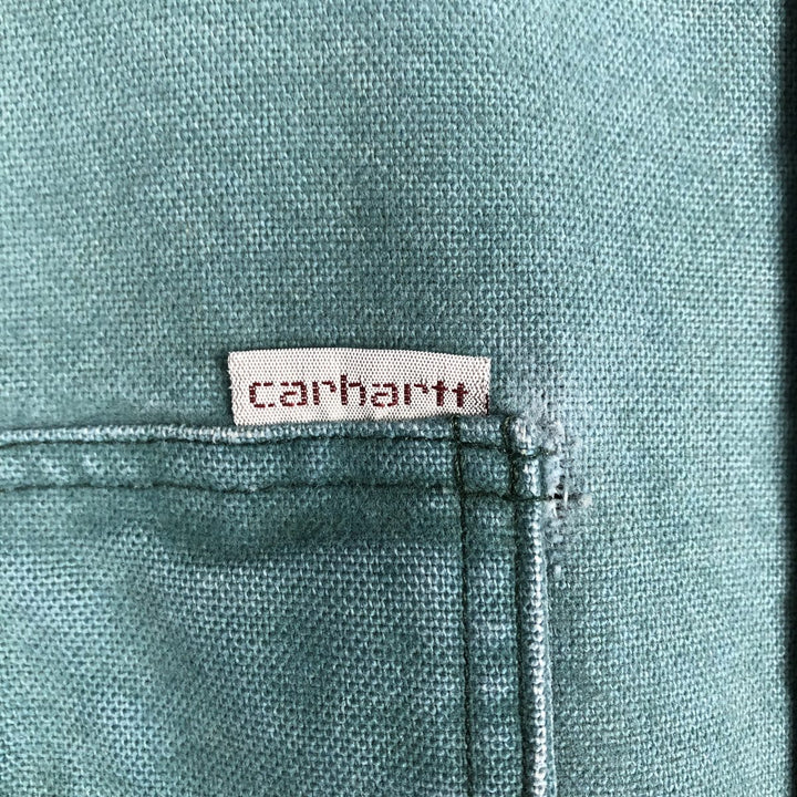90'S Carhartt Long-Sleeve Duck Work Shirt, Men's Size XL (Equivalent), Vintage unclear green type Vintage Second Hand