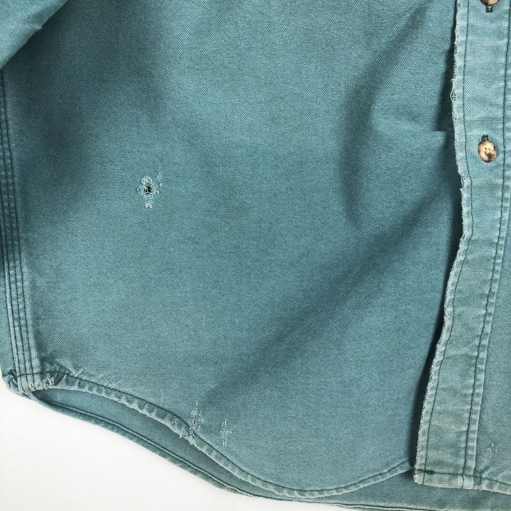 90'S Carhartt Long-Sleeve Duck Work Shirt, Men's Size XL (Equivalent), Vintage unclear green type Vintage Second Hand