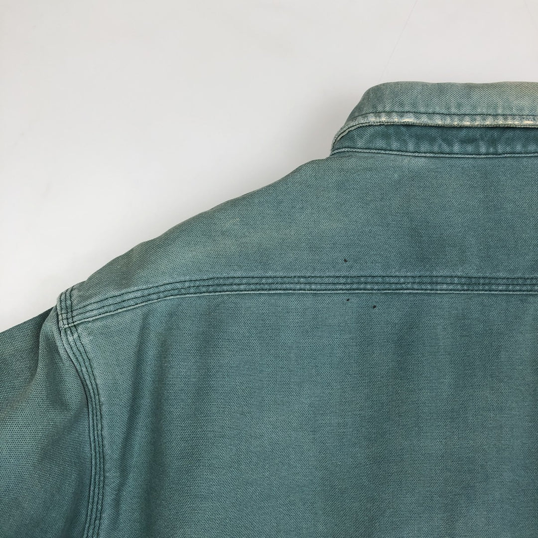90'S Carhartt Long-Sleeve Duck Work Shirt, Men's Size XL (Equivalent), Vintage unclear green type Vintage Second Hand