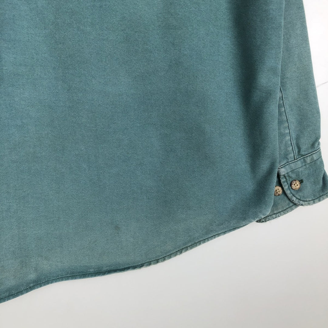 90'S Carhartt Long-Sleeve Duck Work Shirt, Men's Size XL (Equivalent), Vintage unclear green type Vintage Second Hand