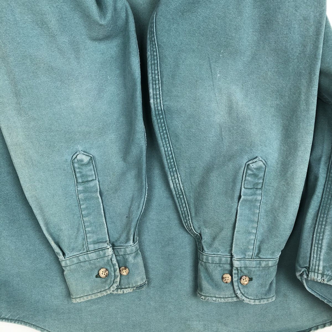 90'S Carhartt Long-Sleeve Duck Work Shirt, Men's Size XL (Equivalent), Vintage unclear green type Vintage Second Hand