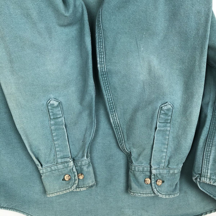 90'S Carhartt Long-Sleeve Duck Work Shirt, Men's Size XL (Equivalent), Vintage unclear green type Vintage Second Hand