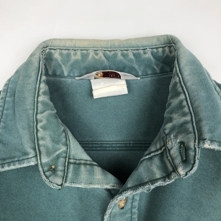 90'S Carhartt Long-Sleeve Duck Work Shirt, Men's Size XL (Equivalent), Vintage unclear green type Vintage Second Hand