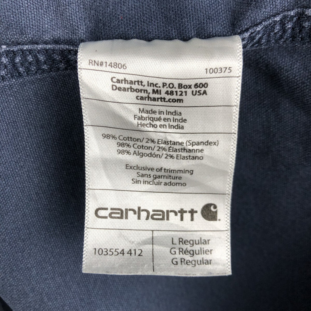 Carhartt Relaxed Fit Long Sleeve Button-Down Work Shirt, Men's Size L cotton navy blue type Vintage Second Hand