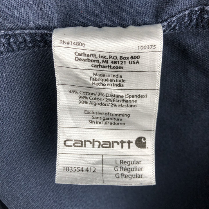 Carhartt Relaxed Fit Long Sleeve Button-Down Work Shirt, Men's Size L cotton navy blue type Vintage Second Hand