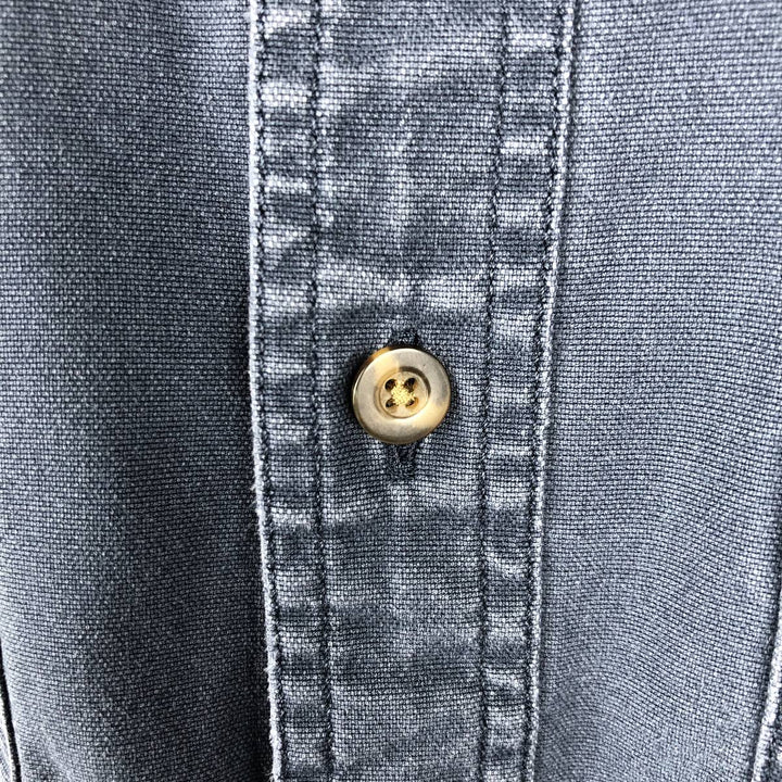 Carhartt Relaxed Fit Long Sleeve Button-Down Work Shirt, Men's Size L cotton navy blue type Vintage Second Hand