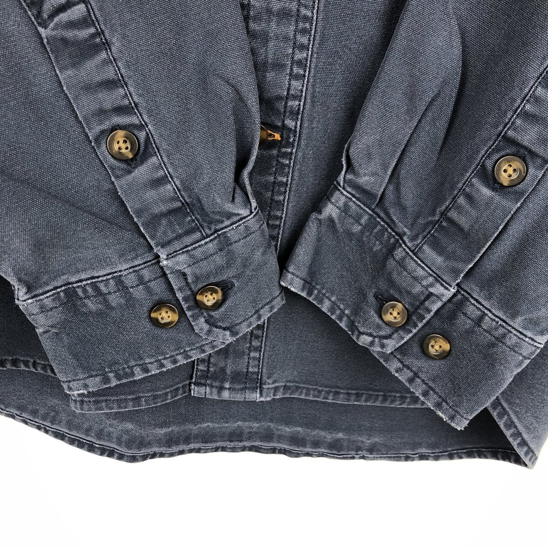 Carhartt Relaxed Fit Long Sleeve Button-Down Work Shirt, Men's Size L cotton navy blue type Vintage Second Hand