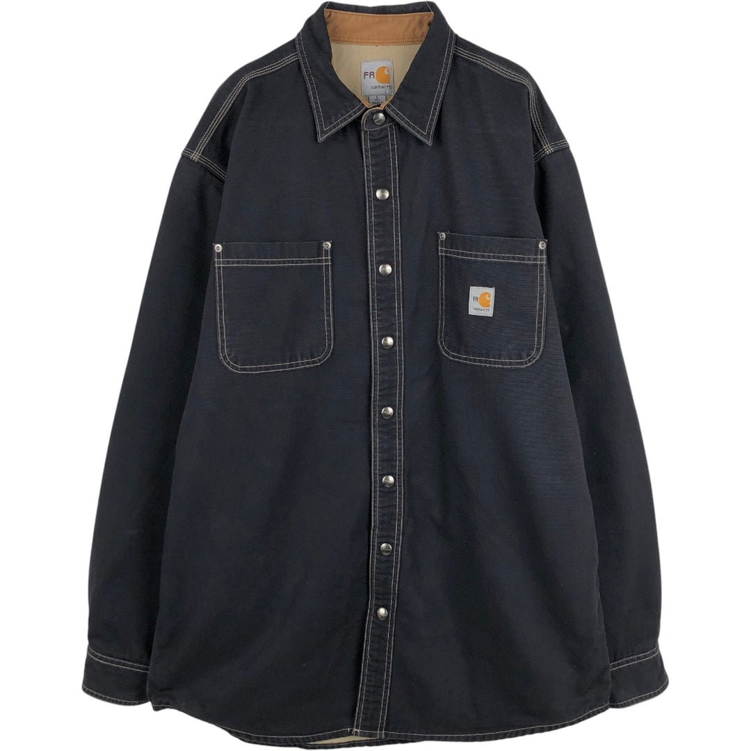 Carhartt FR Series Long-Sleeve Duck Work Shirt, Men's Size L (approx.) cotton black type Vintage Second Hand
