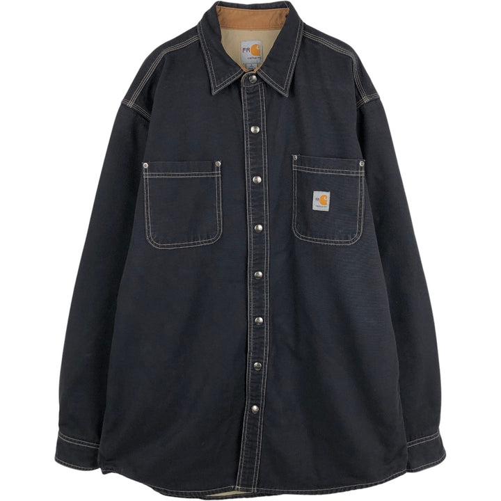 Carhartt FR Series Long-Sleeve Duck Work Shirt, Men's Size L (approx.) cotton black type Vintage Second Hand