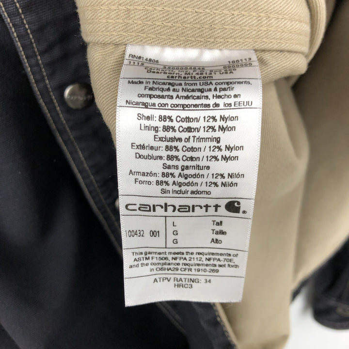 Carhartt FR Series Long-Sleeve Duck Work Shirt, Men's Size L (approx.) cotton black type Vintage Second Hand
