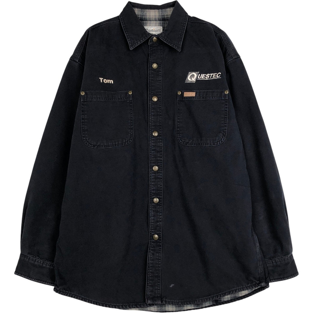 Carhartt Long Sleeve Duck Work Shirt, Men's Size Medium cotton black type Vintage Second Hand