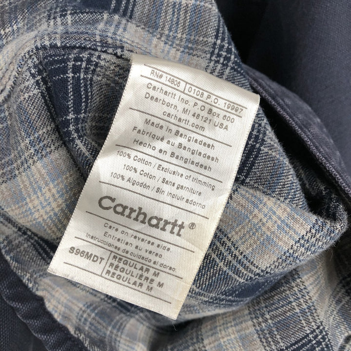 Carhartt Long Sleeve Duck Work Shirt, Men's Size Medium cotton black type Vintage Second Hand