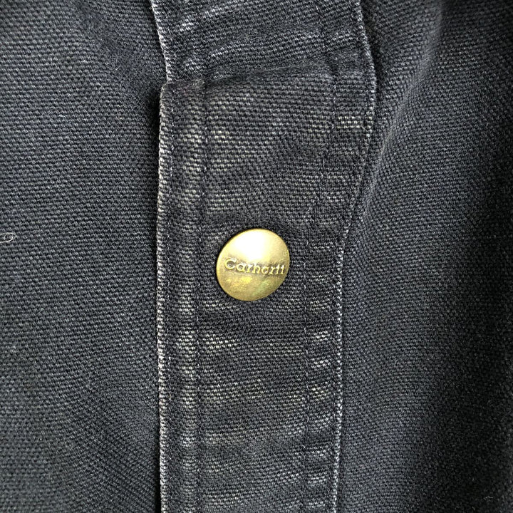 Carhartt Long Sleeve Duck Work Shirt, Men's Size Medium cotton black type Vintage Second Hand