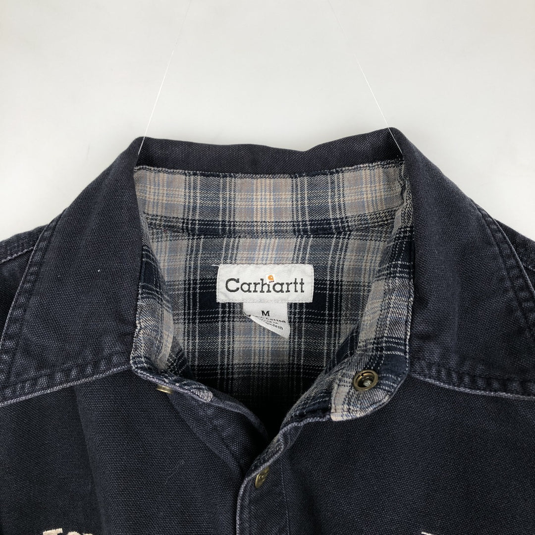 Carhartt Long Sleeve Duck Work Shirt, Men's Size Medium cotton black type Vintage Second Hand