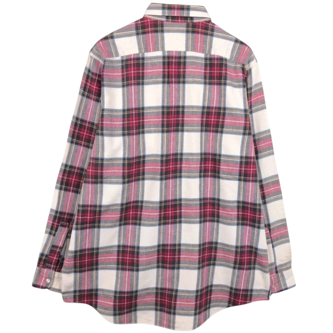 80s-90'S LL Bean Long-Sleeve Light Flannel Check Shirt, Made in USA, Men's Size L (Equivalent), Vintage cotton pink type Vintage Second Hand