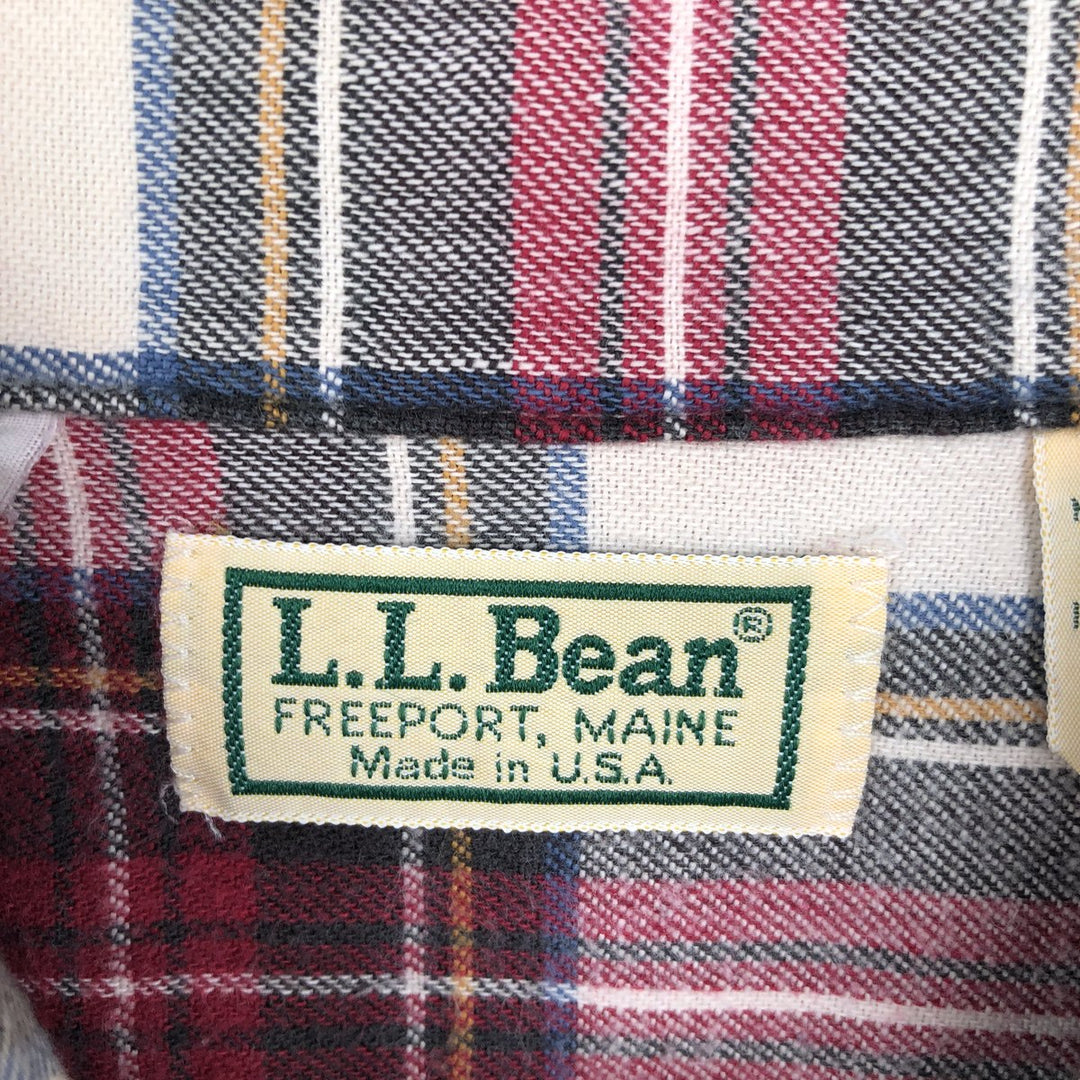 80s-90'S LL Bean Long-Sleeve Light Flannel Check Shirt, Made in USA, Men's Size L (Equivalent), Vintage cotton pink type Vintage Second Hand