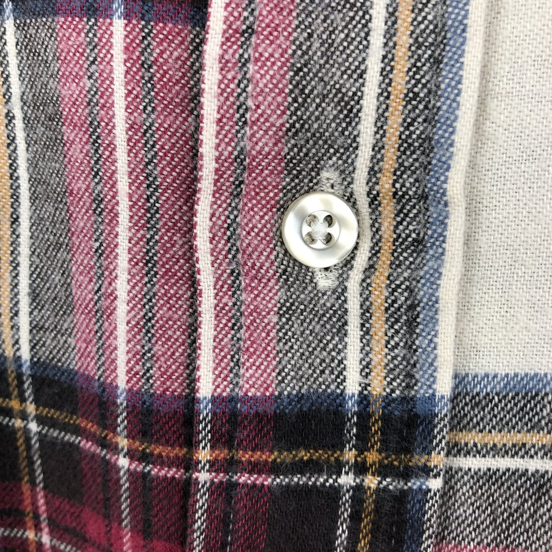 80s-90'S LL Bean Long-Sleeve Light Flannel Check Shirt, Made in USA, Men's Size L (Equivalent), Vintage cotton pink type Vintage Second Hand